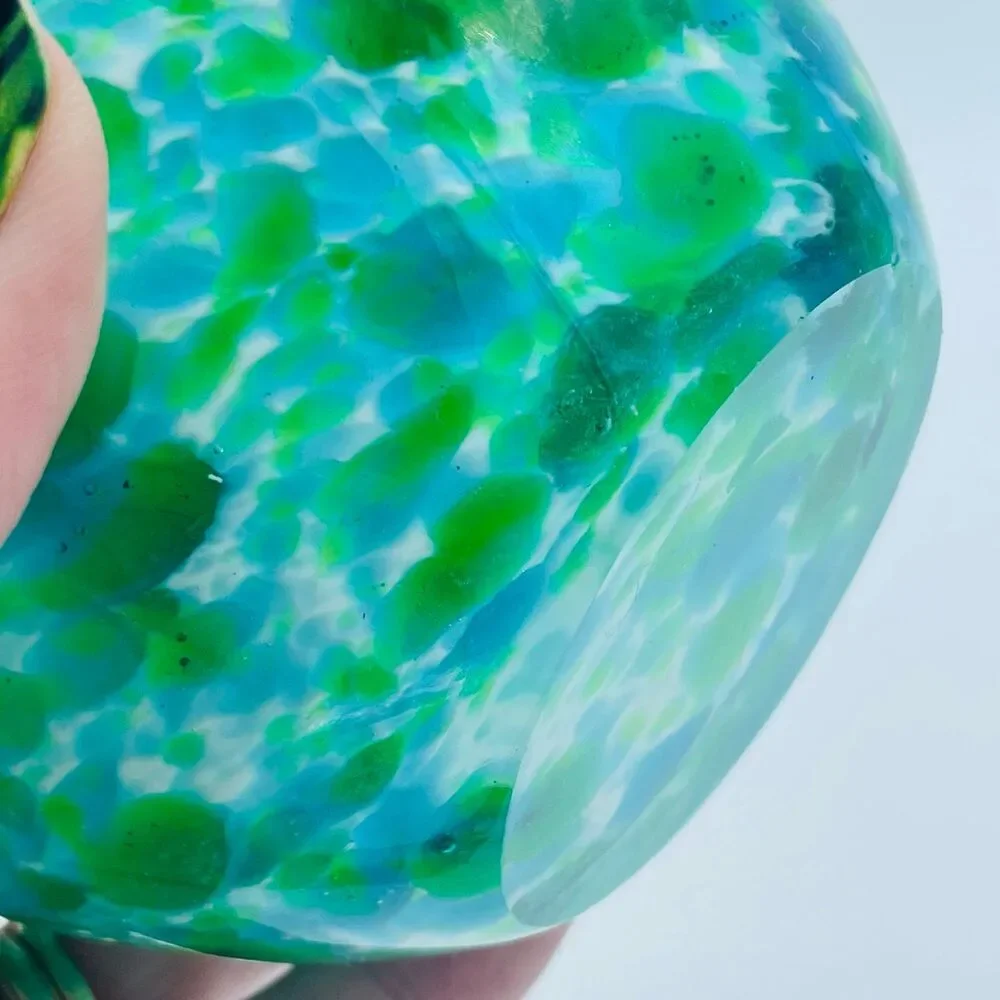 Multi-Colored Blue Green Turquoise Art Glass Speckled Vase